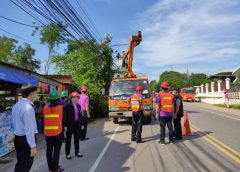 การไฟฟ้าส่วนภูมิภาคจังหวัดมุกดาหาร บูรณาการร่วมกับเทศบาลเมืองมุกดาหาร  ตัด ริดรอนกิ่งไม้