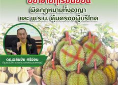 “เฉลิมชัย “สั่งคุมเข้มกันเกษตรกรห้ามตัดทุเรียนอ่อนขาย ย้ำผิดกฎหมายเตือนพ่อค้ารับมาขายต่อก็เข้าข่ายหลอกลวงมีโทษจำคุก