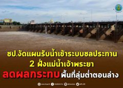 ชป. งัดแผนรับน้ำเข้าระบบชลประทาน 2 ฝั่งแม่น้ำเจ้าพระยา ลดผลกระทบพื้นที่ลุ่มต่ำตอนล่าง